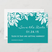 Gestempeld Bloemig Huwelijkspatroon Aankondigingskaart (Voorkant / Achterkant)