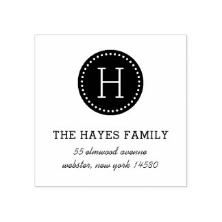 Gestempeld Familie Monogram Adres Stempel