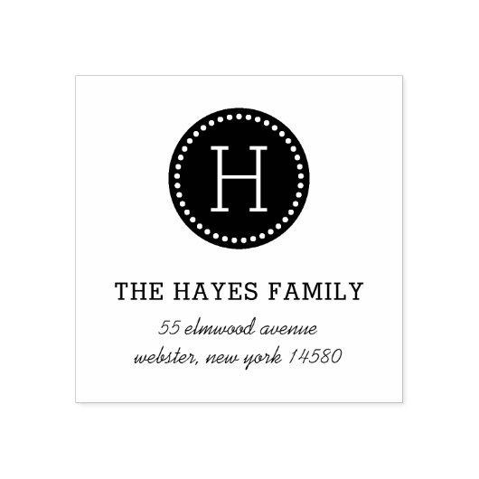 Gestempeld Familie Monogram Adres Stempel (Afrduk)