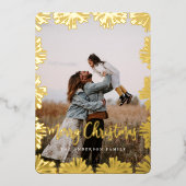 Gestempeld Floral Lijst Foto Folie Feestdagenkaart (Voorkant)