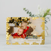 Gestempeld Floral Lijst Foto Folie Feestdagenkaart (Staand Voorkant)