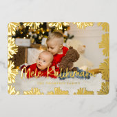 Gestempeld Floral Lijst Foto Folie Feestdagenkaart (Voorkant)