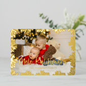 Gestempeld Floral Lijst Foto Folie Feestdagenkaart (Staand Voorkant)