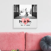 Gestempeld hart rustieke Mr. & Mrs bruiloft Canvas Afdruk (Insitu (Woonkamer))