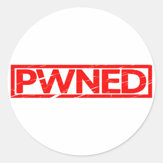 Gestempeld Pwned Ronde Sticker (Voorkant)
