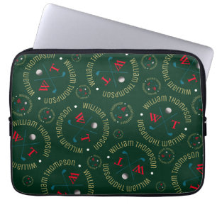Gestempelde allover Sport Golf Clubs Patroon Laptop Sleeve