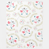 Gestempelde allover Sport Golf Clubs Patroon Wit Fleece Deken (Voorkant)