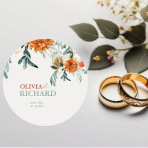 Gestempelde Boho Pampas Gras Trouw Ronde Sticker