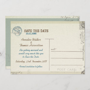 gestempelde briefkaart Wedding Save the date.