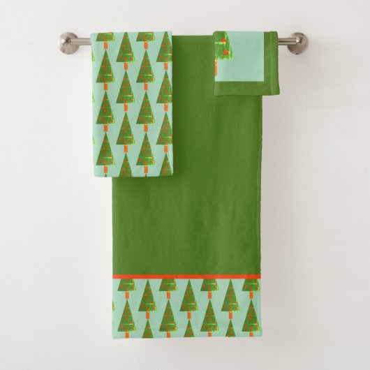 Gestempelde Christmas Pine Forest badkamer handdoe Bad Handdoek (Insitu)