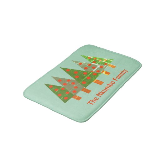 Gestempelde Kerstmis dennenbos gepersonaliseerde n Badmat (Gekanteld)