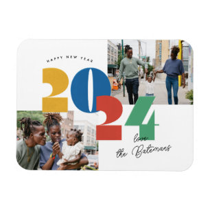 Gestempelde nieuwjaar platte fotokaart magneet