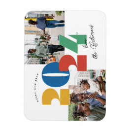 Gestempelde nieuwjaar platte fotokaart magneet