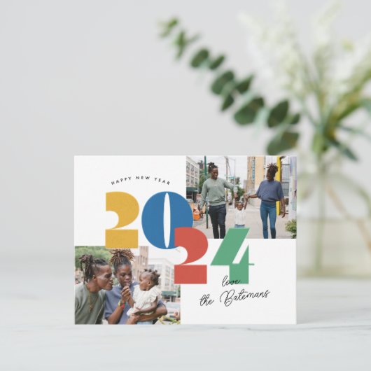 Gestempelde Nieuwjaarskaart met Foto Feestdagenkaart (Staand voorkant)