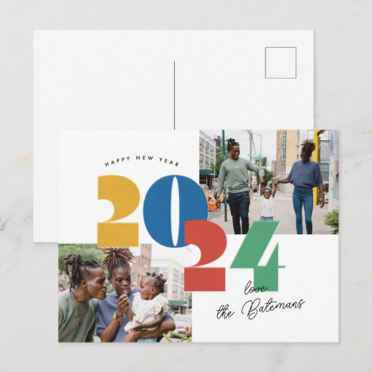 Gestempelde Nieuwjaarskaart met Foto Feestdagenkaart (Voorkant / Achterkant)