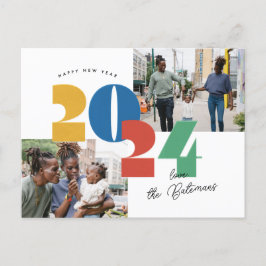 Gestempelde Nieuwjaarskaart met Platte Foto Feestdagenkaart