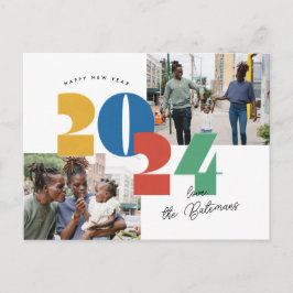 Gestempelde Nieuwjaarskaart met Platte Foto Feestdagenkaart