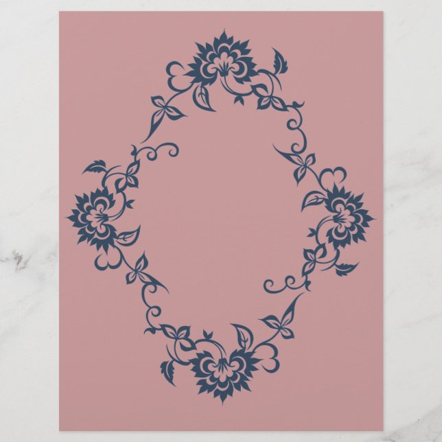 Gestencilde Bloem Ontwerp Pruim Blauwe Scrapbook P (Voorkant)