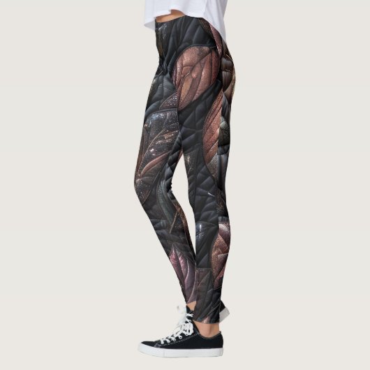 Gestept iriserend bladeren ontwerp leggings (Links)