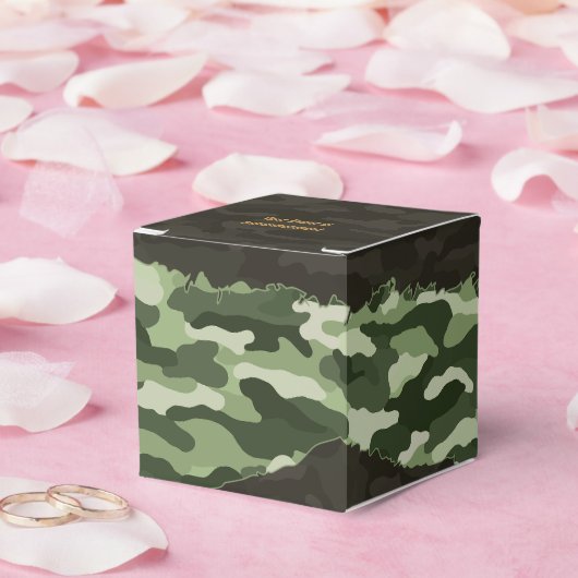 Gesteund groen camouflage gepersonaliseerd bedankdoosjes (Huwelijk)