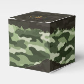 Gesteund groen camouflage gepersonaliseerd bedankdoosjes (Voorkant Zijde)