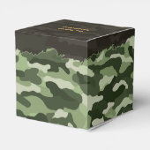 Gesteund groen camouflage gepersonaliseerd bedankdoosjes (Achterkant)