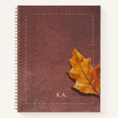 Gesteund Leer-Uitzicht & Herfstblad Notitieboek (Voorkant)