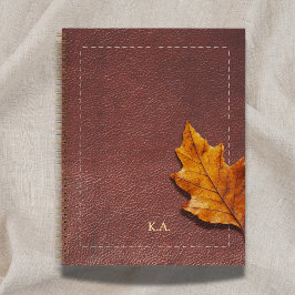 Gesteund Leer-Uitzicht & Herfstblad Notitieboek