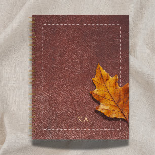 Gesteund Leer-Uitzicht & Herfstblad Notitieboek