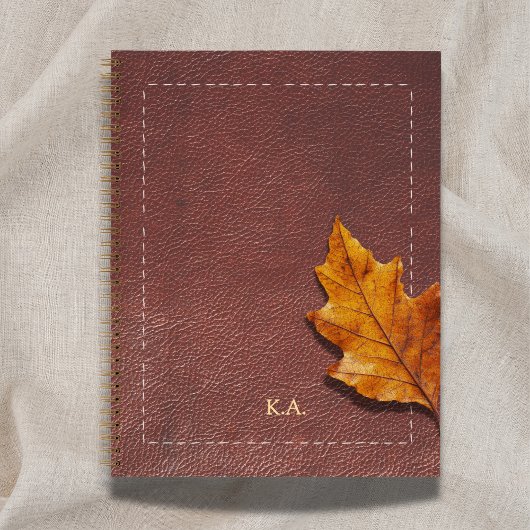 Gesteund Leer-Uitzicht & Herfstblad Notitieboek