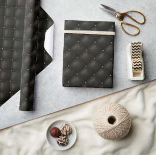 Gesteund zwart leer met gouden noppen cadeaupapier