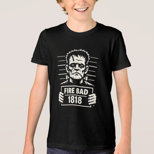 Gesteurd Monster Mugshot – Vuur Slecht 1818 Tri-Blend Shirt (Voorkant)