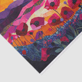 Gesteven Roze Klaproos Zonsopgang, Levendige Boho Tissuepapier (Detail)