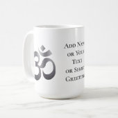 Gestextureerd donkergrijs om-symbool, 15oz koffie- koffiemok (Voorkant links)