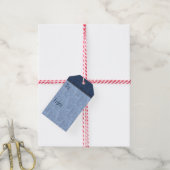 Gestikt en geklonken blauw denim (To-From) Cadeaulabel (Met Touw)