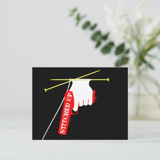 gestikt gebreid Pistool Briefkaart (Staand voorkant)