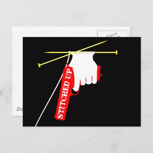 gestikt gebreid Pistool Briefkaart (Voorkant / Achterkant)