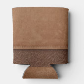 Gestikt leer: grijze, zwarte achtergrond. blikjeskoeler (Achterkant)