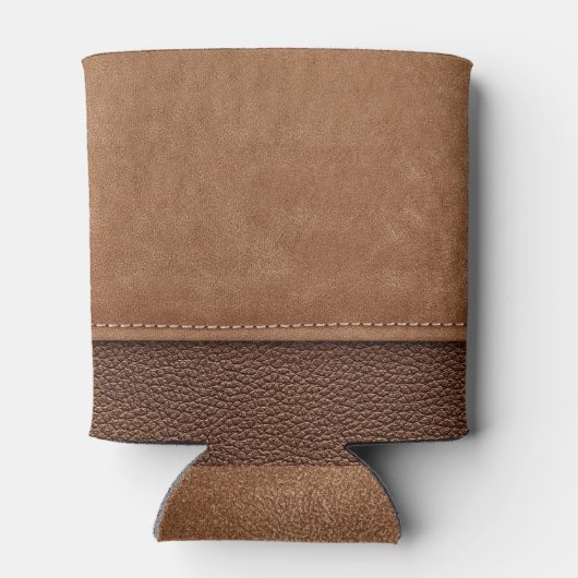 Gestikt leer: grijze, zwarte achtergrond. blikjeskoeler (Achterkant)