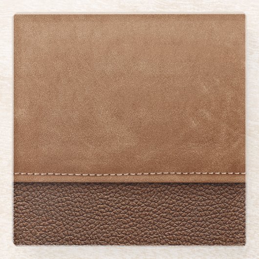 Gestikt leer: grijze, zwarte achtergrond. glazen onderzetter (Voorkant)