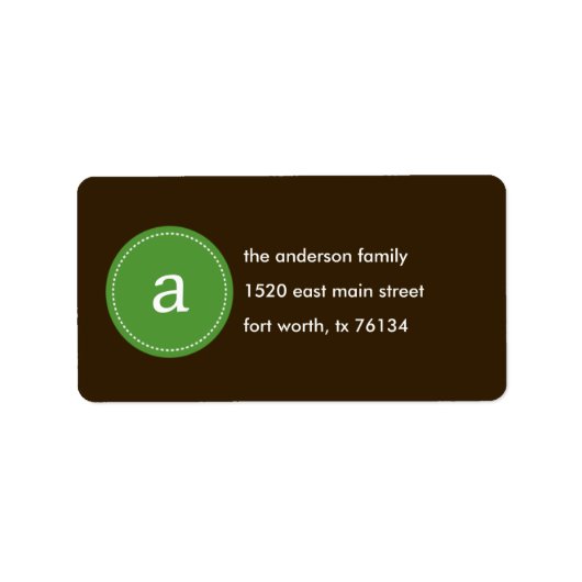 Gestikt monogram adreslabel etiket (Voorkant)