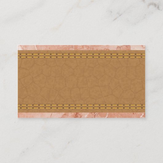 Gestikte bruine leder | Marmer Visitekaartje (Achterkant)