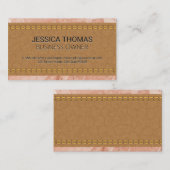 Gestikte bruine leder | Marmer Visitekaartje (Voorkant / Achterkant)