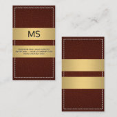 Gestikte bruine lederen gouden metalen staven visitekaartje (Voorkant / Achterkant)