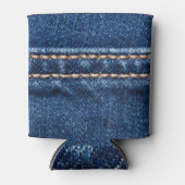 Gestikte denim: close-up jeans textuur. blikjeskoeler (Voorkant)