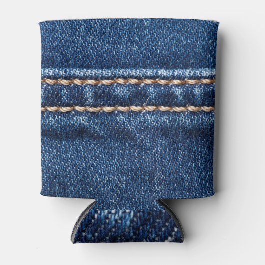 Gestikte denim: close-up jeans textuur. blikjeskoeler (Voorkant)