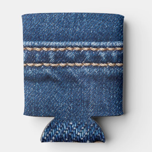 Gestikte denim: close-up jeans textuur. blikjeskoeler (Achterkant)