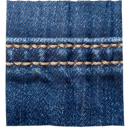 Gestikte denim: close-up jeans textuur. douchegordijn (Voorkant)