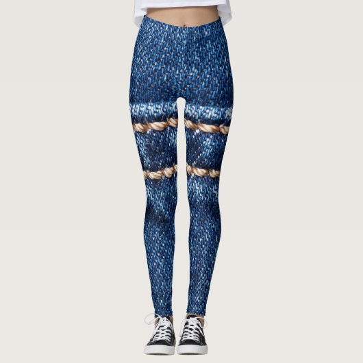 Gestikte denim: close-up jeans textuur. leggings (Voorkant)