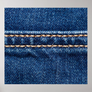 Gestikte denim: close-up jeans textuur. poster